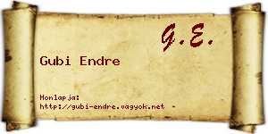 Gubi Endre névjegykártya
